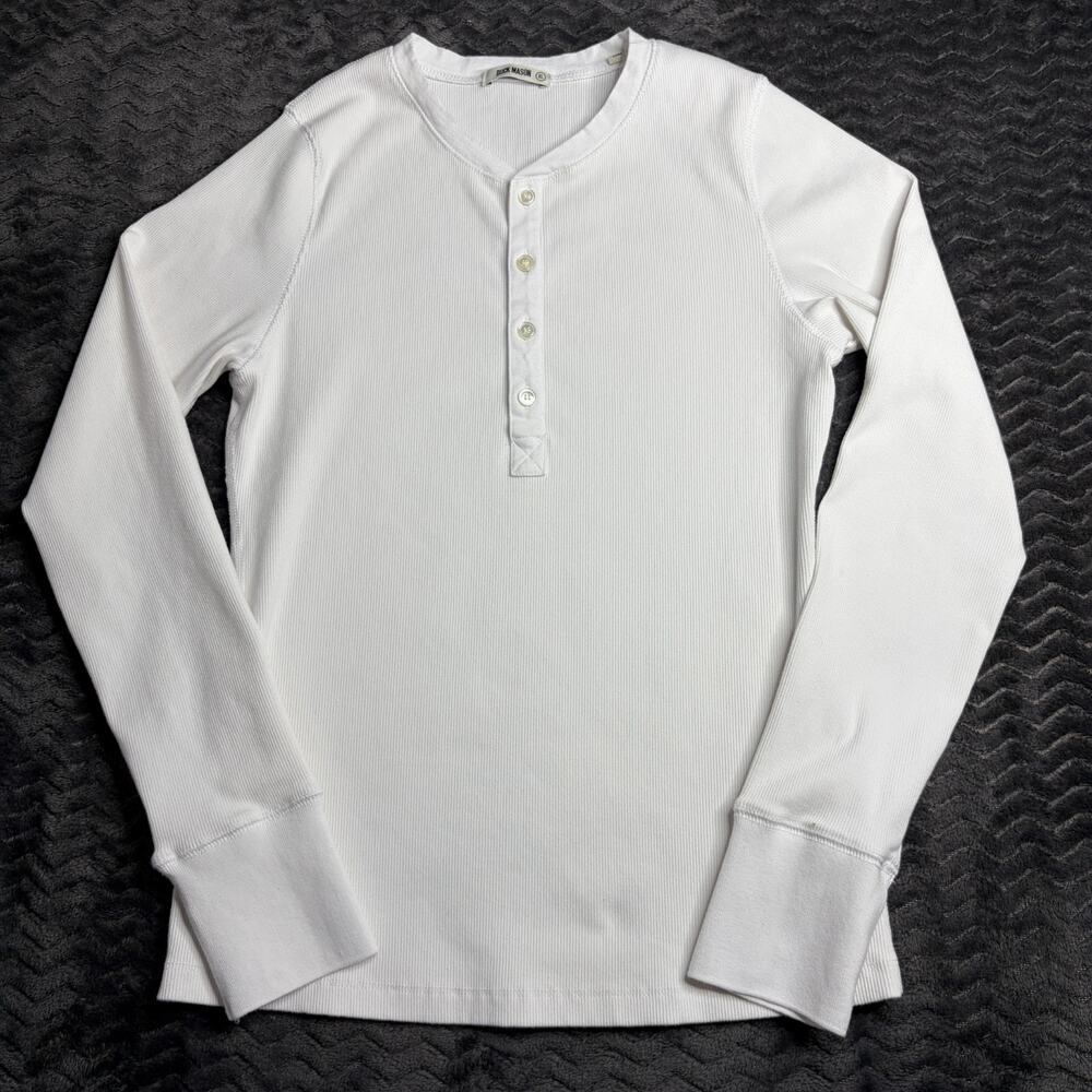 Buck Mason Women’s size XL white Surplus Rib button long sleeves